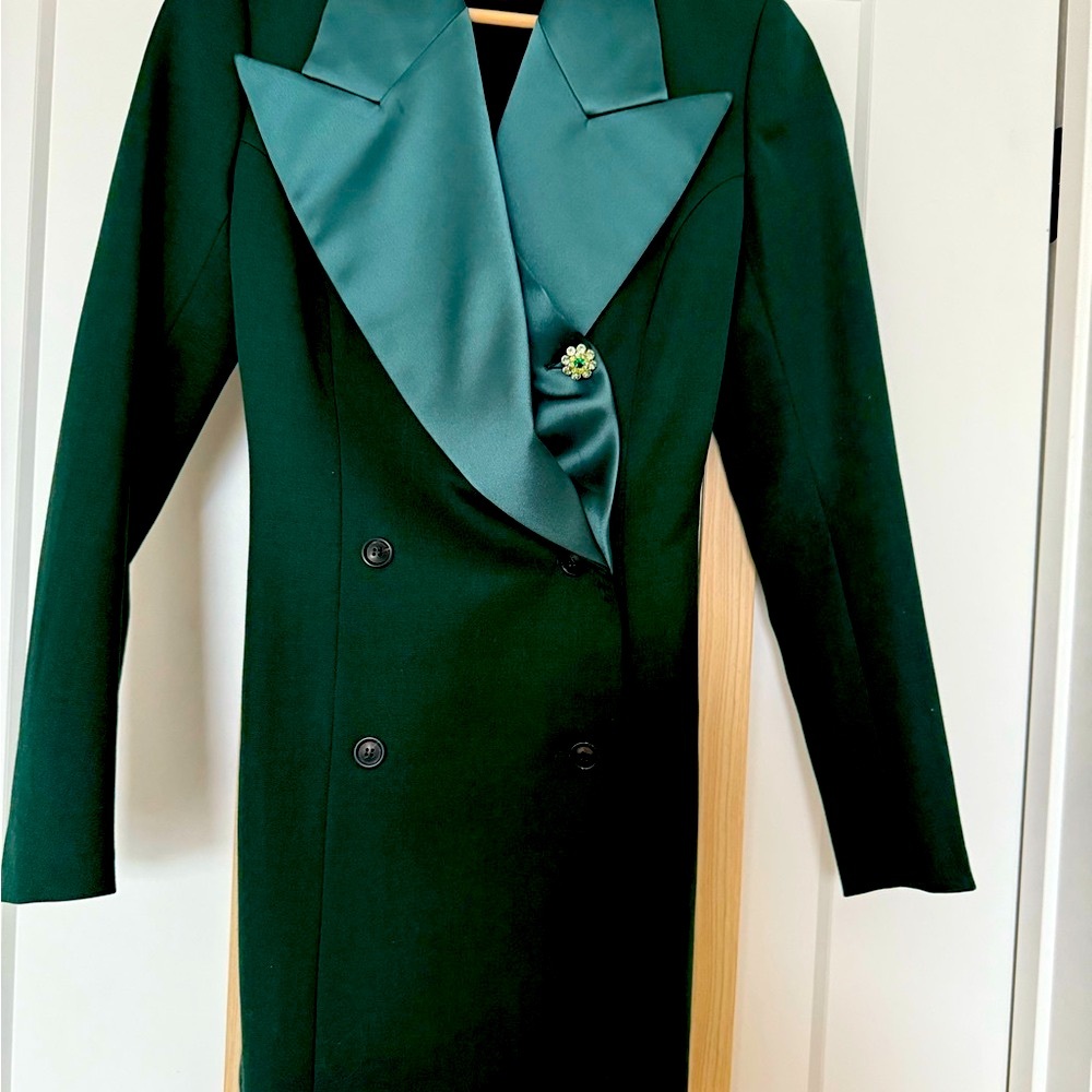 Y/Project Green Blazer with Brooch & Lapel